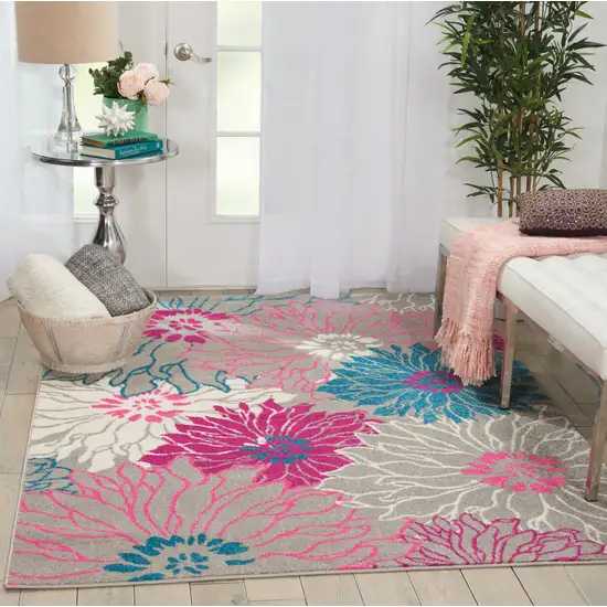 Gray Floral Dhurrie Area Rug Photo 5