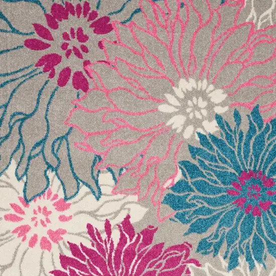 Gray And Pink Floral Area Rug Photo 5