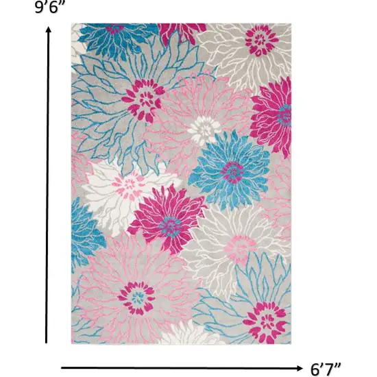 Gray and Pink Tropical Flower Area Rug Photo 5