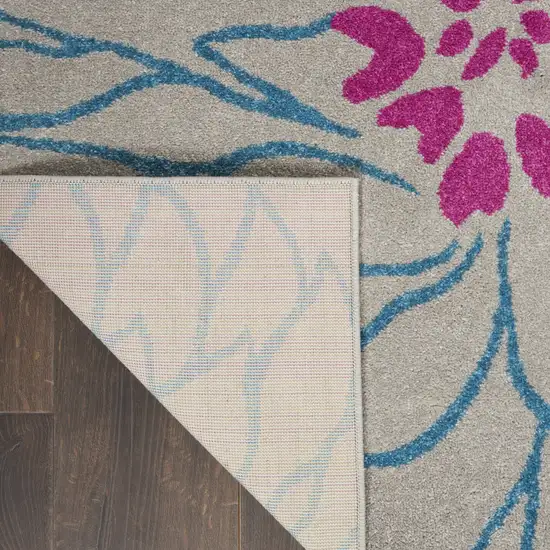 Gray And Pink Floral Area Rug Photo 3