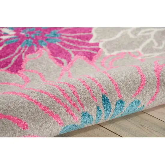 Gray And Pink Floral Area Rug Photo 4