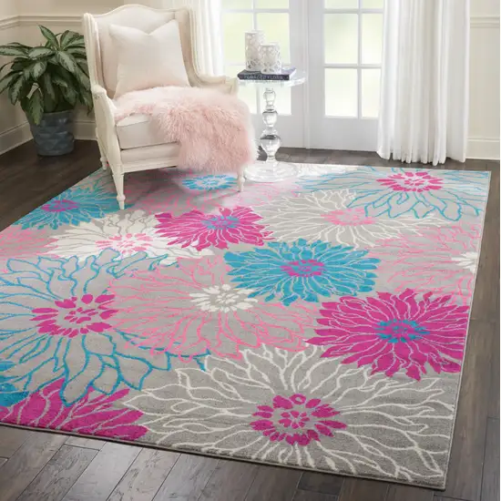 Gray Floral Dhurrie Area Rug Photo 5