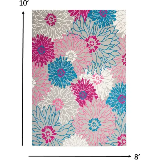 Gray and Pink Tropical Flower Area Rug Photo 3