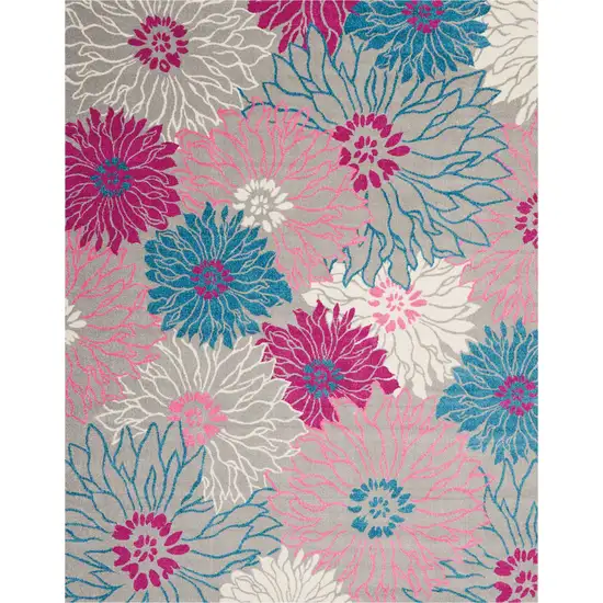 Gray Floral Dhurrie Area Rug Photo 1