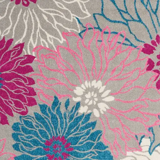 Gray And Pink Floral Area Rug Photo 5