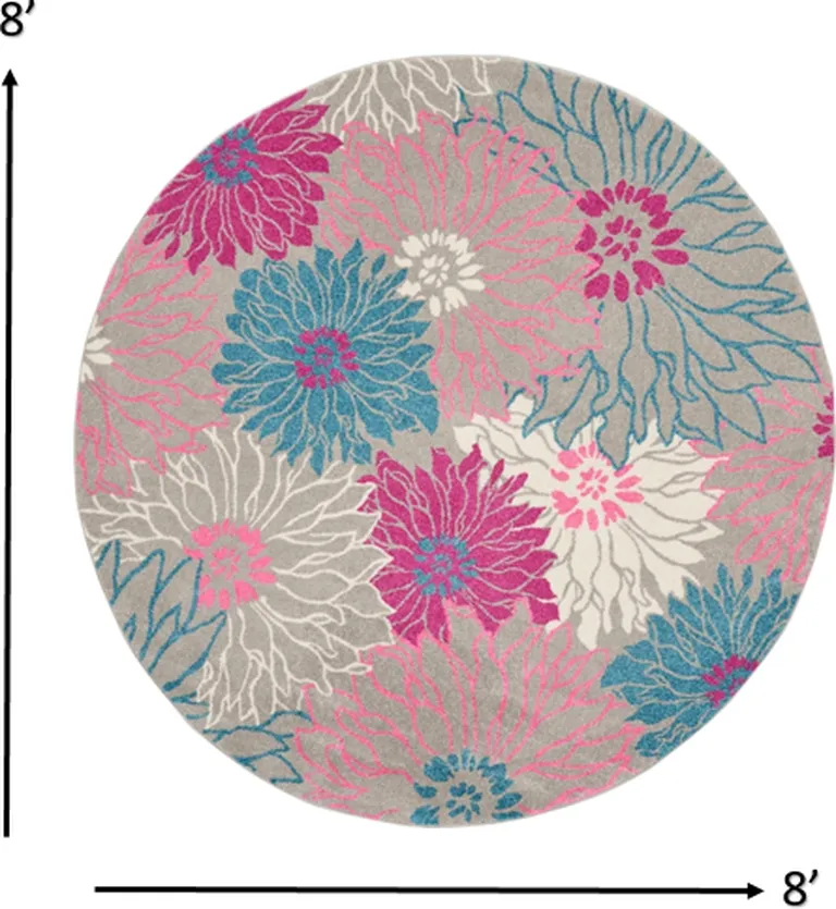 Gray and Pink Tropical Flower Area Rug Photo 5