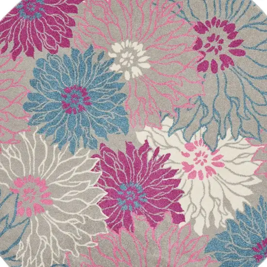 Gray and Pink Tropical Flower Area Rug Photo 8