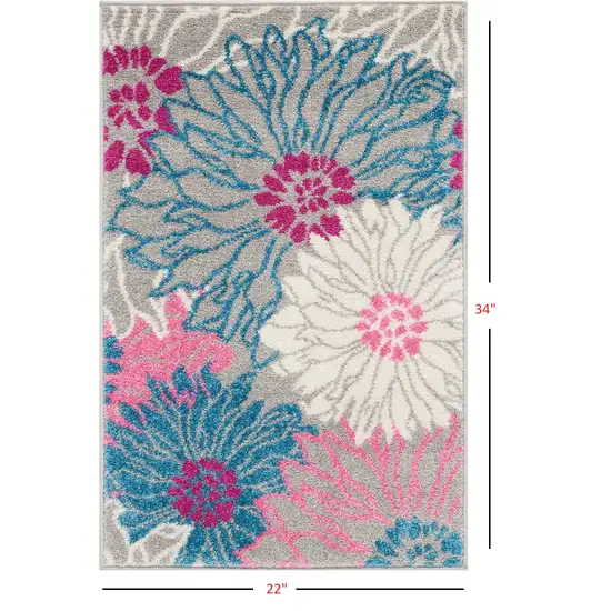 Gray and Pink Tropical Flower Scatter Rug Photo 4