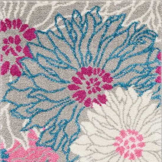 Gray And Pink Floral Area Rug Photo 6