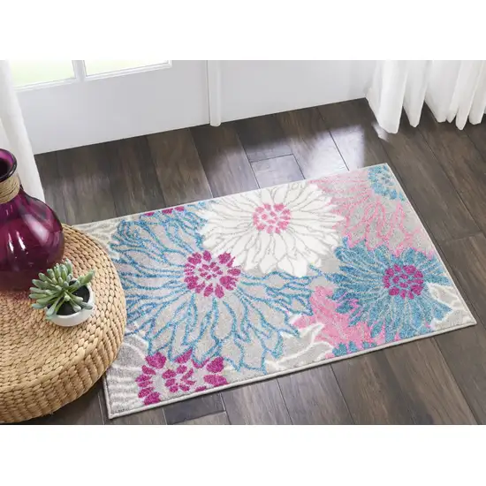 Gray And Pink Floral Area Rug Photo 8