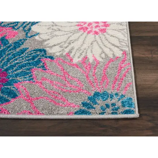 Gray and Pink Tropical Flower Scatter Rug Photo 7