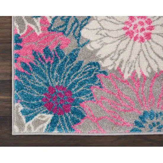 Gray and Pink Tropical Flower Scatter Rug Photo 2