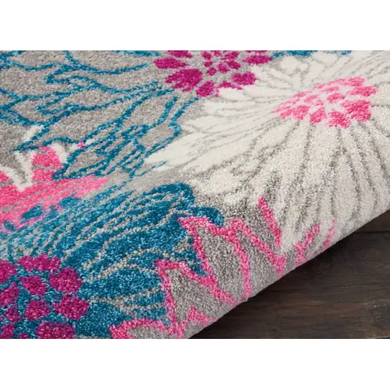 Gray and Pink Tropical Flower Scatter Rug Photo 3