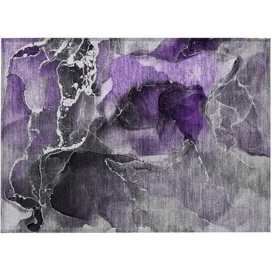 Gray and Purple Abstract Washable Non Skid Indoor Outdoor Area Rug Photo 4