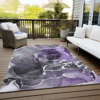 Photo of Gray and Purple Abstract Washable Non Skid Indoor Outdoor Area Rug