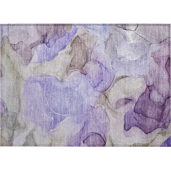 Gray and Purple Abstract Washable Non Skid Indoor Outdoor Area Rug Photo 1