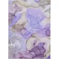 Photo of Gray and Purple Abstract Washable Non Skid Indoor Outdoor Area Rug