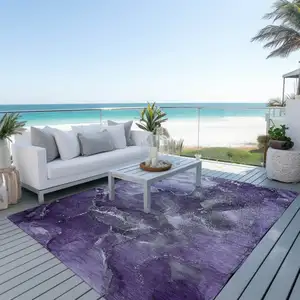 Photo of Gray and Purple Abstract Washable Non Skid Indoor Outdoor Area Rug