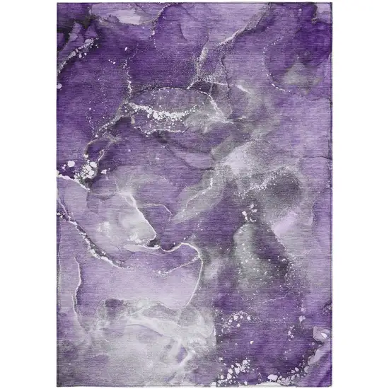 Gray and Purple Abstract Washable Non Skid Indoor Outdoor Area Rug Photo 4