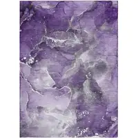 Photo of Gray and Purple Abstract Washable Non Skid Indoor Outdoor Area Rug