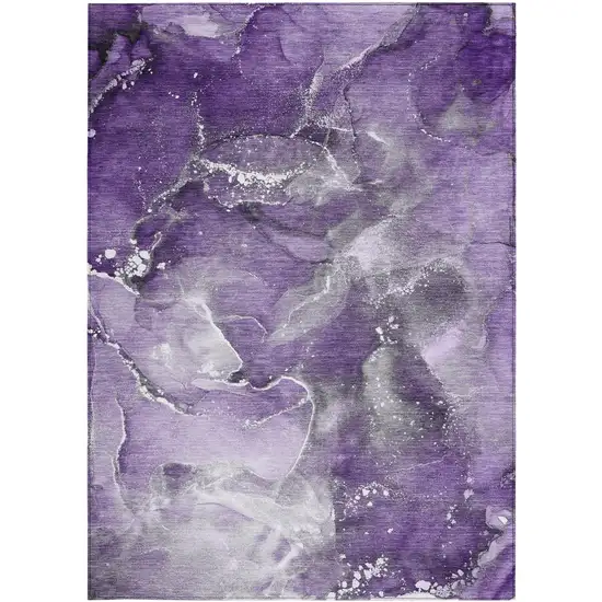 Gray and Purple Abstract Washable Non Skid Indoor Outdoor Area Rug Photo 5