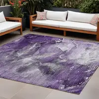 Photo of Gray and Purple Abstract Washable Non Skid Indoor Outdoor Area Rug