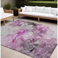 Photo of Gray and Purple Abstract Washable Non Skid Indoor Outdoor Area Rug