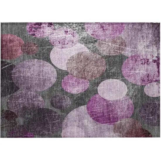 Gray and Purple Abstract Washable Non Skid Indoor Outdoor Area Rug Photo 4