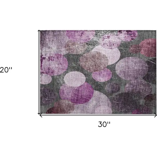 Gray and Purple Abstract Washable Non Skid Indoor Outdoor Area Rug Photo 3