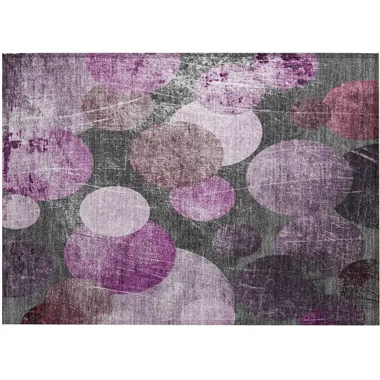 Gray and Purple Abstract Washable Non Skid Indoor Outdoor Area Rug Photo 2