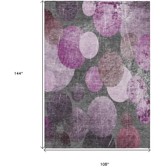 Gray and Purple Abstract Washable Non Skid Indoor Outdoor Area Rug Photo 3