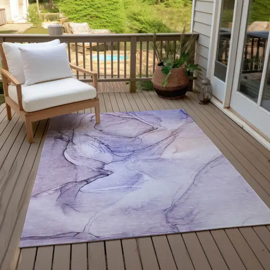 Gray and Purple Abstract Washable Non Skid Indoor Outdoor Area Rug Photo 9