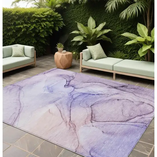 Gray and Purple Abstract Washable Non Skid Indoor Outdoor Area Rug Photo 1