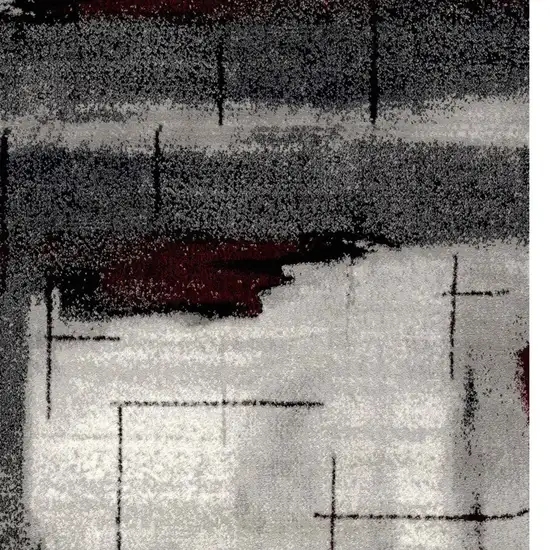 Gray and Red Abstract Distressed Area Rug Photo 4