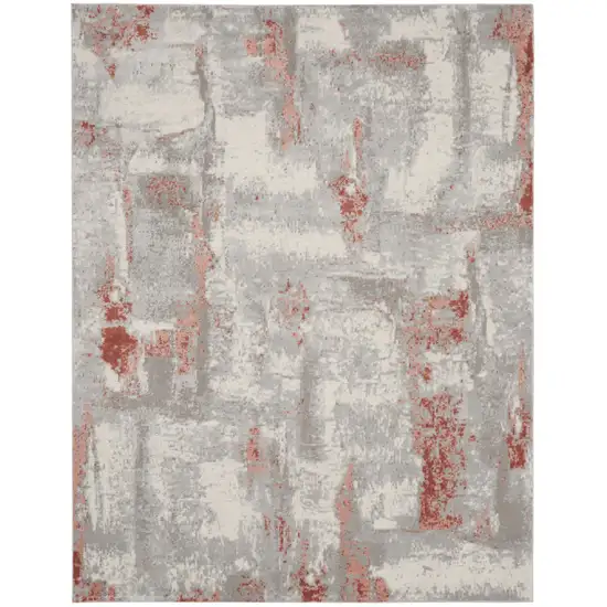 Gray and Red Abstract Non Skid Area Rug Photo 2