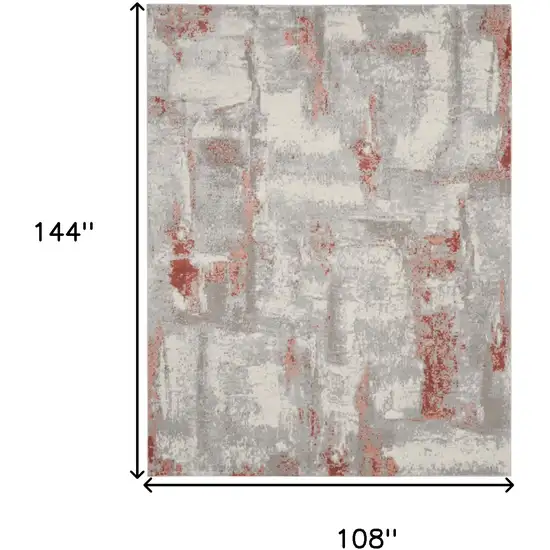 Gray and Red Abstract Non Skid Area Rug Photo 3