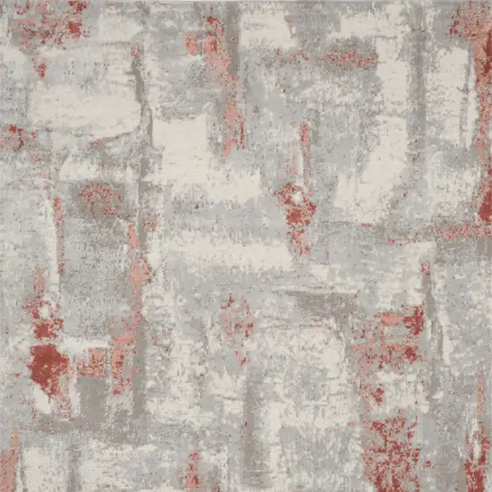 Gray and Red Abstract Non Skid Area Rug Photo 9