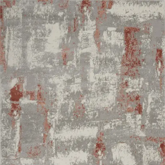 Gray and Red Abstract Non Skid Area Rug Photo 9