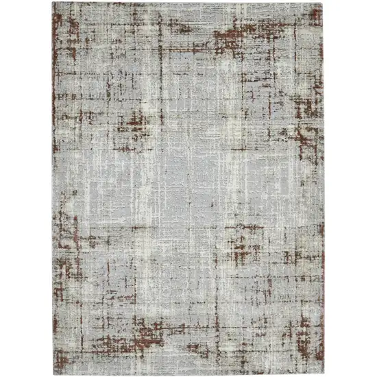 Gray and Red Abstract Power Loom Area Rug Photo 1