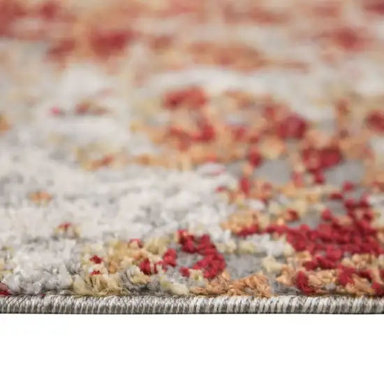 Gray and Red Abstract Power Loom Area Rug Photo 4