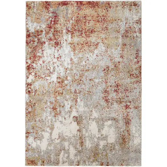 Gray and Red Abstract Power Loom Area Rug Photo 1