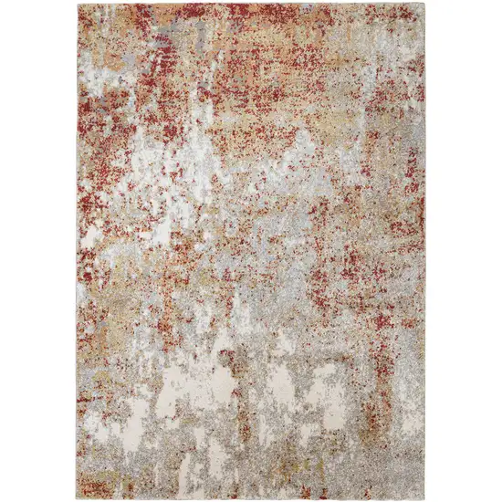 Gray and Red Abstract Power Loom Area Rug Photo 2