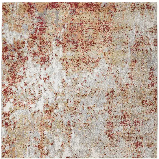 Gray and Red Abstract Power Loom Area Rug Photo 8