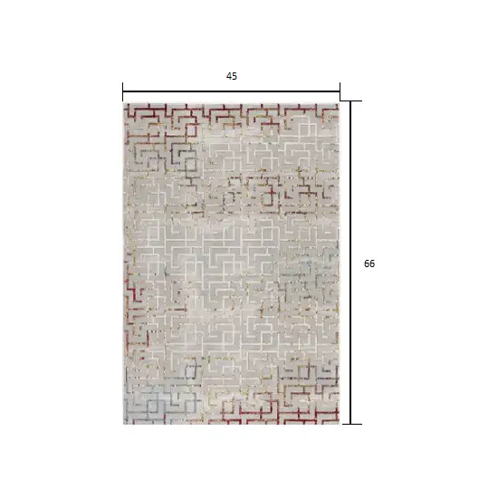 Gray and Red Greek Key Patterns Area Rug Photo 1