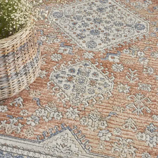 Gray and Red Medallion Power Loom Area Rug Photo 6