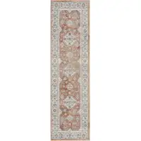 Photo of Gray and Red Medallion Power Loom Runner Rug