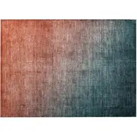 Photo of Gray and Red Orange Ombre Washable Non Skid Indoor Outdoor Area Rug