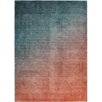 Photo of Gray and Red Orange Ombre Washable Non Skid Indoor Outdoor Area Rug