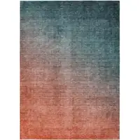 Photo of Gray and Red Orange Ombre Washable Non Skid Indoor Outdoor Area Rug