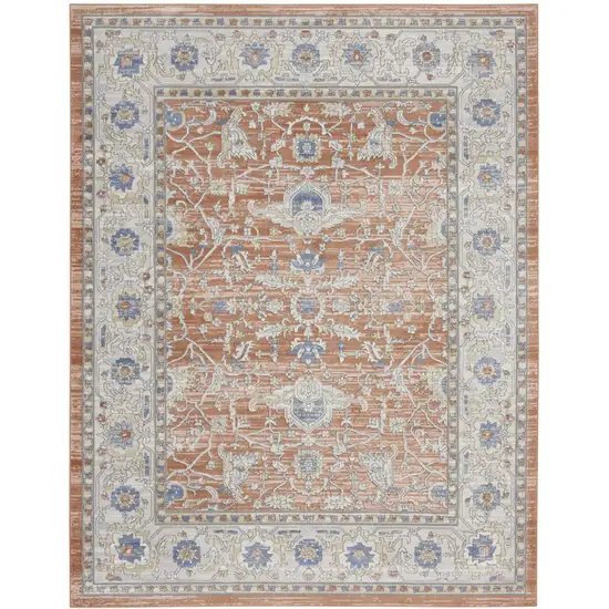 Gray and Red Oriental Power Loom Area Rug Photo 2